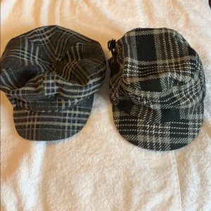 Black and grey newsie caps